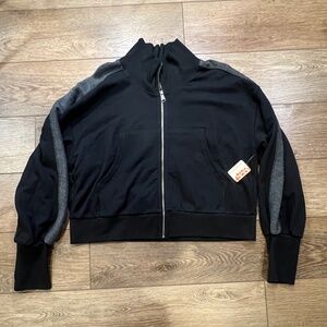 FP Movement By Free People High Jump Full-Zip Sweatshirt, Sz Large, Black/Gray